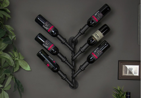 Wall-Mounted Six-Bottle Wine Pipe Rack