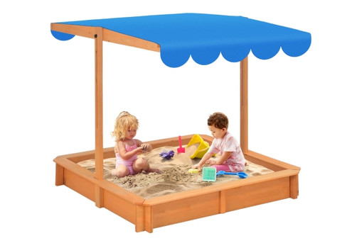 Kidbot Wooden Sandpit Box with Canopy