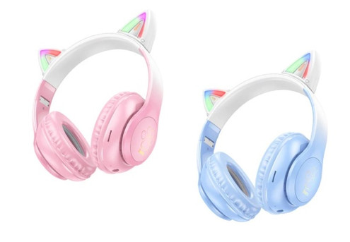 Hoco Bluetooth Cat Ear Headphones with LED Light - Two Colours Available