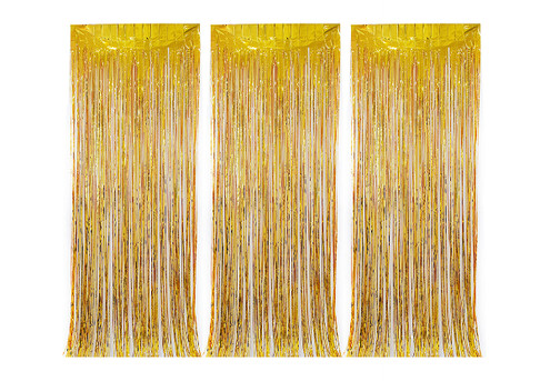Three-Piece 2m Fringe Backdrop Curtain Set - Available in Five Colours & Option for Two Sets