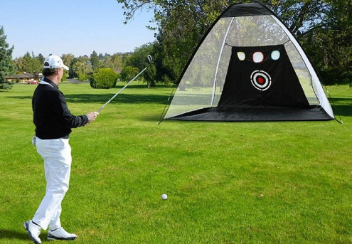 Foldable Golf Hitting Net Set with Chipping Target Pockets - Two Sizes Available