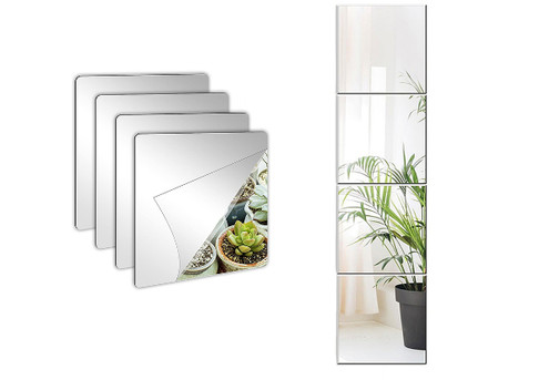 Four-Piece Self-Adhesive Mirror Sticker Set  - Option for Two Sets