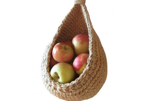 Kitchen Woven Hanging Organiser Basket Bag - Option for Two-Pack