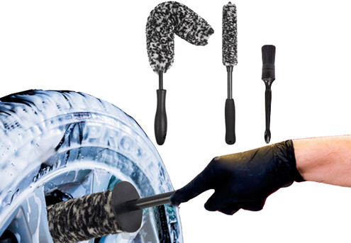 Three-Piece Car Wheel Cleaning Brush Set - Option for Two Sets