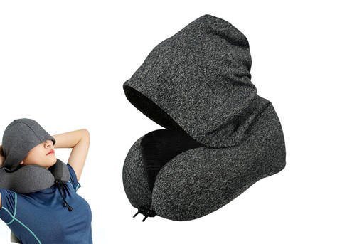 Travel Hooded U-Shaped Neck Pillow - Two Colours Available