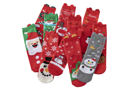 Five Pair Women's Christmas Socks - Available in Three Styles & Option for 10 Pairs