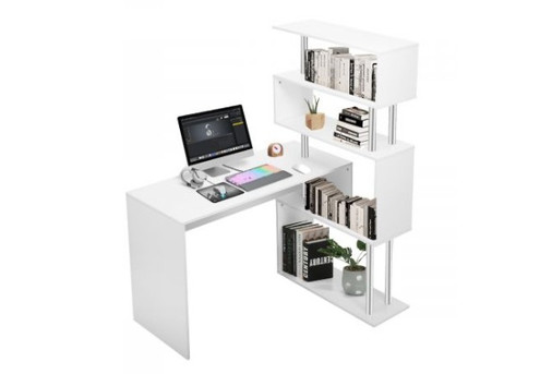 L-Shape Computer Desk with Bookshelf - Two Options Available