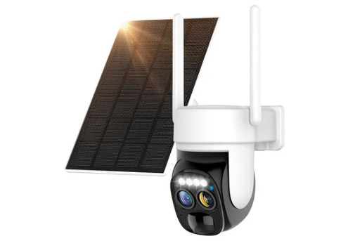 Wireless Outdoor Solar Security Camera with Dual Lens