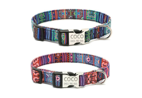 Personalised Ethnic Pet Collar - Four Sizes Available