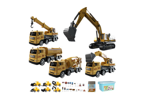 Inertia-Powered Construction Vehicle Toy Set