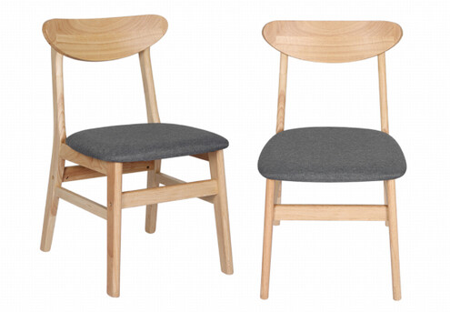 Levede Two-Piece Wooden Linen Dining Chair - Available in Two Colours & Option for Four, Six & Eight-Piece