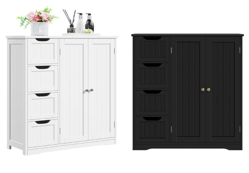 Four-Drawer Bathroom Floor Cabinet - Two Colours Available