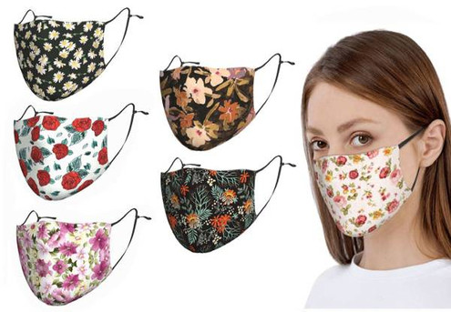 Four-Pieces Washable Printed Face Mask & 30-Pieces Filter - Two Options Available