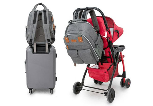 Three-Piece Diaper Backpack with Milk Bottle Pocket & Diaper Changing Pad - Three Colours Available