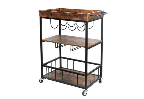 Serving Trolley with Removable Top Tray