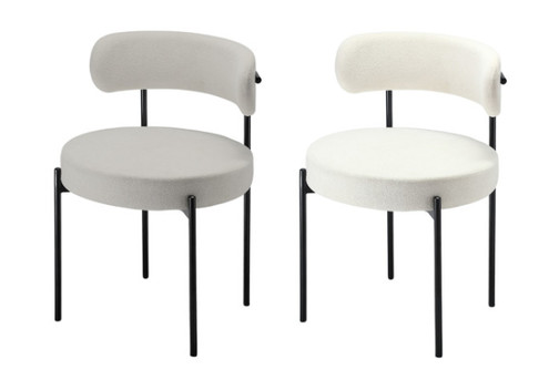 Two-Piece Boucle Dining Chairs with Backrest - Two Colours Available