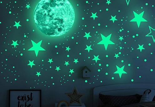 435-Piece Glow in The Dark Moon Star Wall Stickers - Option for Two Sets
