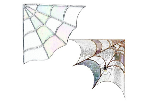 Flat Acrylic Stained Faux Glass Spiderweb Door Topper - Available in Two Colours & Option for Two-Pack