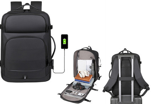 Water-Resistant Expandable Laptop Bag with USB Charging