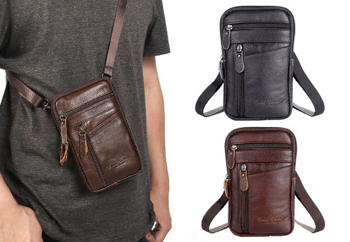 Men's Crossbody Phone Pouch - Available in Two Colours & Option for Two