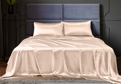 Four-Piece Royal Comfort Satin Sheet Set - Available in Six Colours & Two Sizes