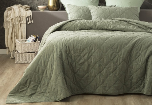 Renee Taylor Attwood Vintage Stone Washed Cotton Single/Double Quilted Coverlet Set - Six Colours Available