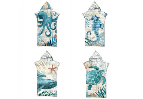 Quick Dry Adult Hooded Wearable Beach Towel - Four Prints Available
