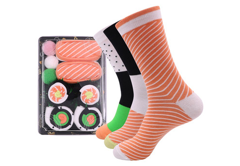 Three Pairs of Novelty Cotton Sushi Socks - Option for Four Pairs