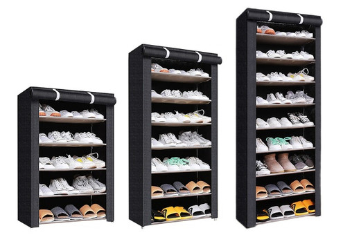 Stackable Shoe Rack with Cover - Available in Two Colours & Three Options