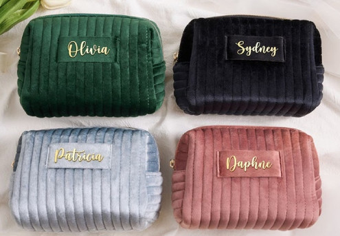 Custom Name Velvet Makeup Bag - Two Sizes Available