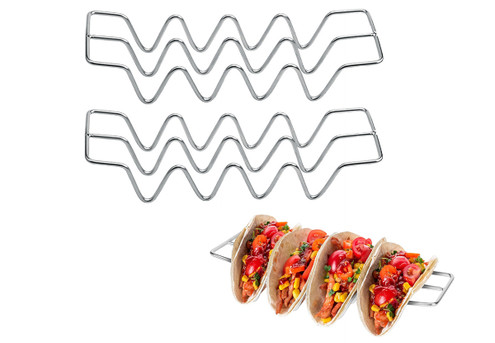Two-Piece Stainless Steel Taco Holder Set - Option for Two Sets