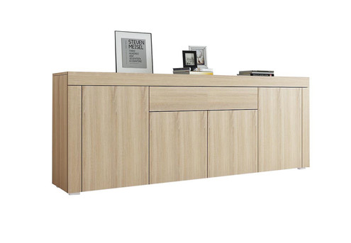 Four-Door & One-Drawer Oak Sideboard Cabinet