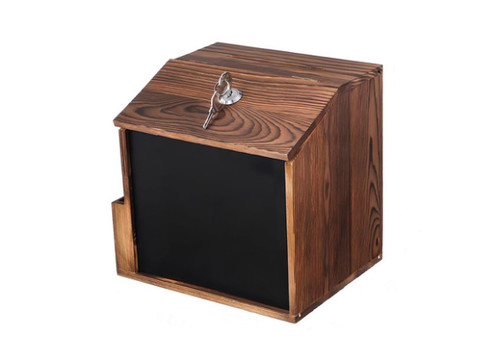 Wood Wall Mounted Ballot Box with Lock & Key