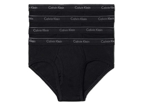 Four-Pack Black Calvin Klein Cotton Classics Low Rise Hip Brief Underwear - Two Sizes Available