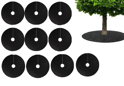 10-Pack Non-Woven Plant Mulch Ring Mat - Available in Three Sizes & Option in 20-Pack