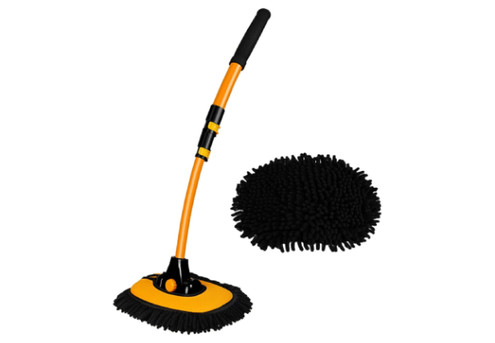 Bend Car Wash Brush with Long Handle and Two Microfibre Mop Pads