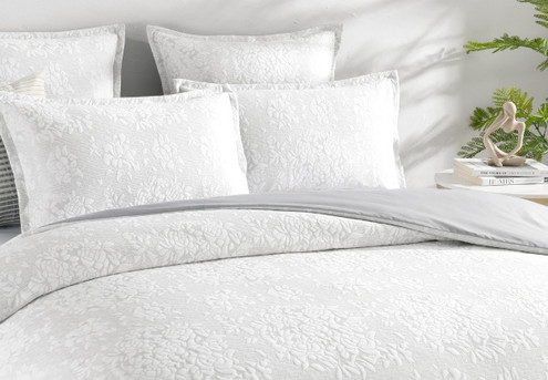 Chloe Jersey Jacquard Quilt Cover Set - Available in Three Sizes & Option for Pillowcase