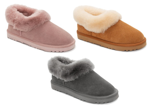 Ozwear Ugg Unisex Avery Sheepskin Suede Slippers - Three Colours & Ten Sizes Available