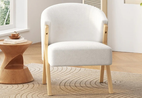 Fleece Accent Chair with Wood Legs