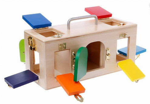 Kid's Wooden Play Colorful Lock Box