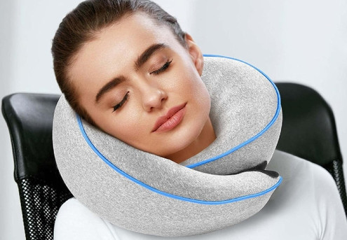 Adjustable Travel Neck Pillow with Carry Bag - Three Colours Available