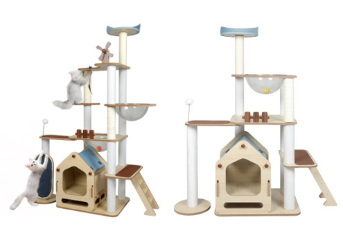 PaWz Wood Cat Tree Scratching Post - Two Options Available