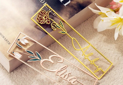 Custom Name Colourful Birthday Flower Bookmark