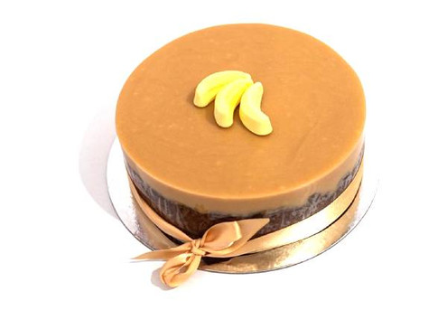 One 15cm Round Banana Cake with Caramel Icing - Serves Six to Eight Cake Slices