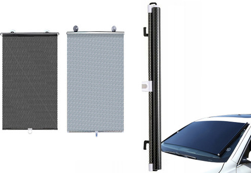 Retractable Blackout Roller Blind Car Sunshade Cover with Suction Cups - Available in Two Colours & Three Sizes