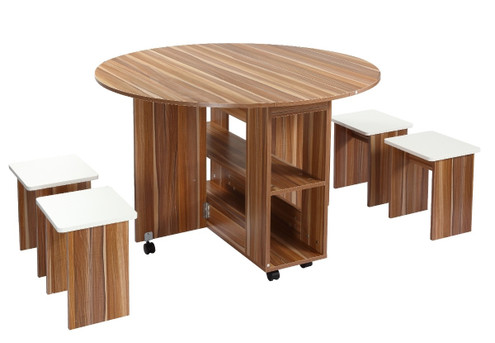 Five-Piece Wooden Folding Dining Table Set