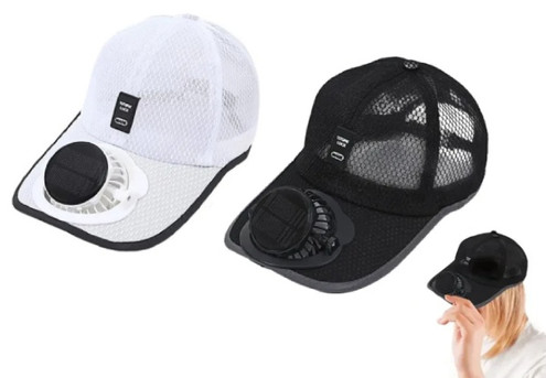 Solar Powered Rechargeable Fan Hat with Cooling Fan - Two Colours Available