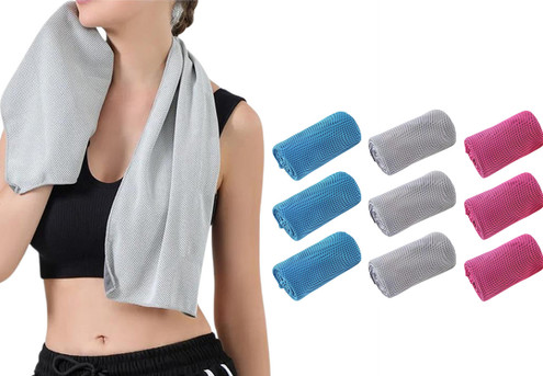 Three-Piece Sports Outdoor Instant Cooling Towel Set - Available in Three Colours & Option for Two Sets