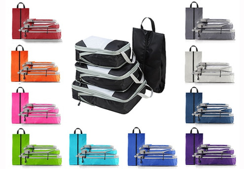 Four-Pack Expanding Compression Travel Cube Organiser - 10 Colours Available