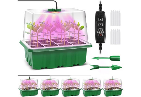 Five-Pack Seed Starter Kit with LED Grow Light